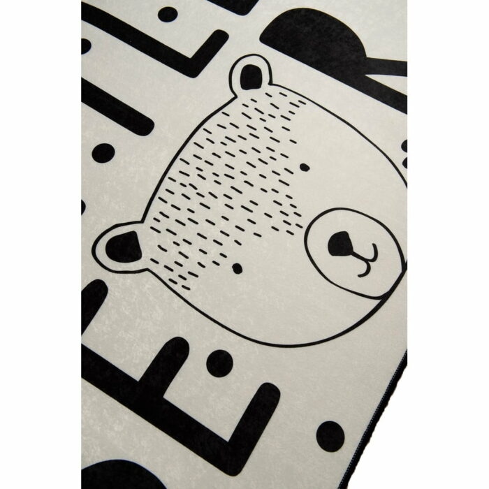 Čierno-biely detský protišmykový koberec Chilam Little Bear