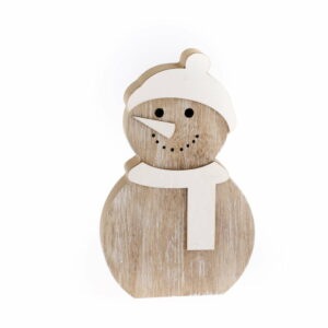 Drevená dekorácia v tvare snehuliaka Dakls