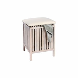 Biela kúpeľňová stolička s úložným priestorom z orechového dreva Wenko Norway