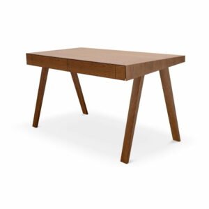 Hnedý písací stôl s nohami z jaseňového dreva EMKO 4.9