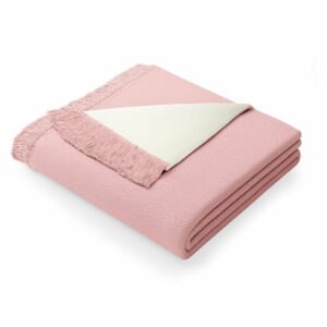 Púdrovoružová deka s prímesou bavlny AmeliaHome Franse