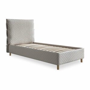 Béžová čalúnená jednolôžková posteľ s roštom 90x200 cm Sleepy Luna - Miuform