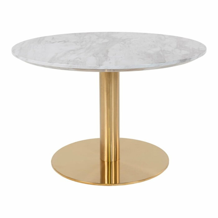 Biely/v zlatej farbe okrúhly konferenčný stolík s doskou v dekore mramoru 70x70 cm Bolzano – House Nordic