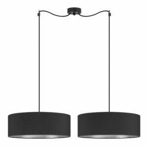 Čierne dvojramenné závesné svietidlo s detailom v striebornej farbe Sotto Luce Tres XL