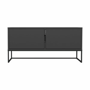 Čierny dvojdverový TV stolík s kovovými nohami v čiernej farbe Tenzo Lipp