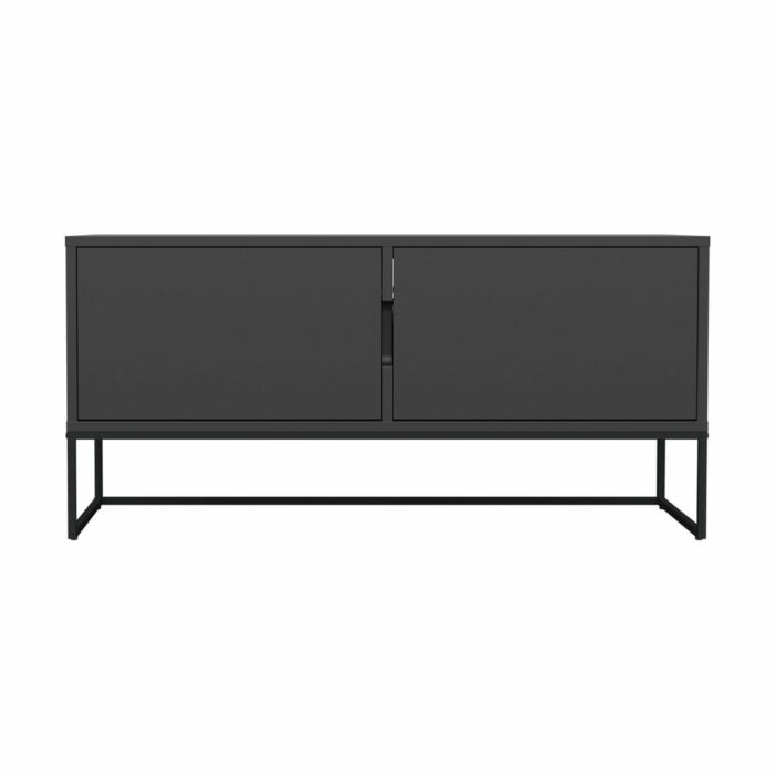 Čierny dvojdverový TV stolík s kovovými nohami v čiernej farbe Tenzo Lipp