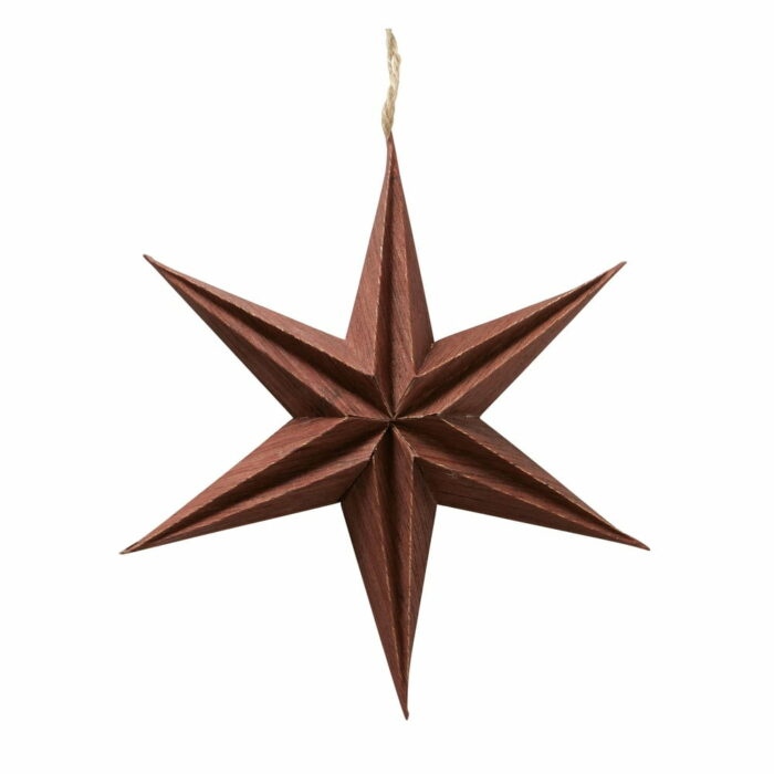 Hnedá vianočná papierová závesná dekorácia v tvare hviezdy Boltze Kassia