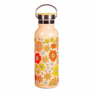 Oranžová antikoro detská fľaša 500 ml 70s Floral - Sass & Belle