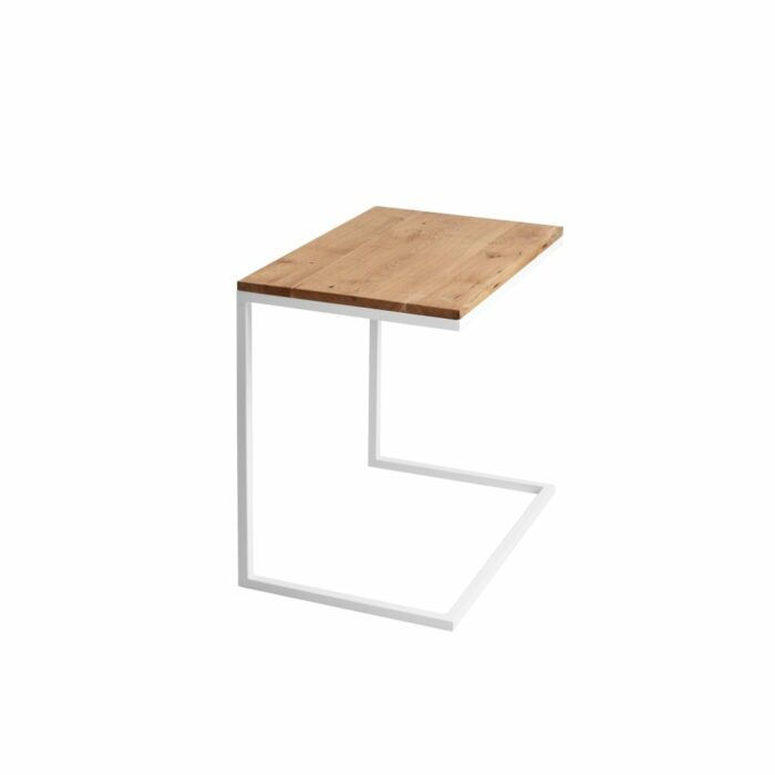 Stôl s bielou podnožou s doskou z masívneho duba CustomForm Lupe