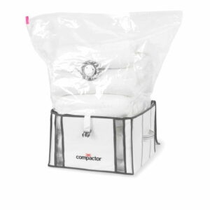 Súprava 2 bielych úložných boxov s vakuovým obalom Compactor Life 3D Vacuum Bag
