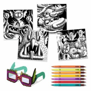 Výtvarný set s 7 kaligrafickými fixami a 3D okuliarmi Djeco Príšerky