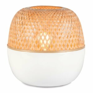 Bielo-hnedá bambusová stolová lampa Good&Mojo Mekong