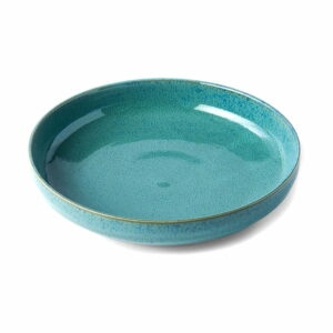 Tyrkysovomodrý keramický hlboký tanier MIJ Peacock