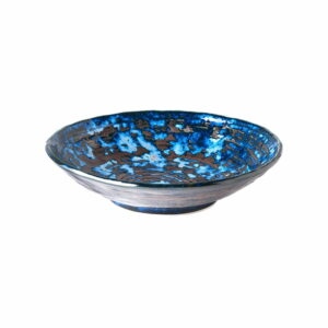 Modrý keramický hlboký tanier MIJ Copper Swirl