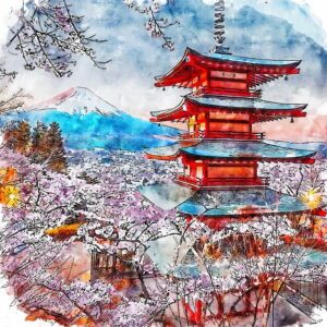 Obraz 30x30 cm Chureito Pagoda – Fedkolor