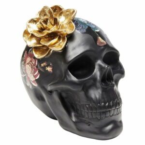 Čierna dekoratívna soška Kare Design Flower Skull