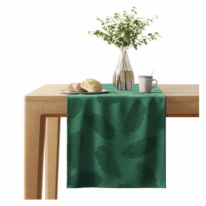 Zelený behúň na stôl so zamatovým povrchom AmeliaHome Peacock