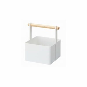 Biely multifunkčný box s detailom z bukového dreva YAMAZAKI Tosca Tool Box