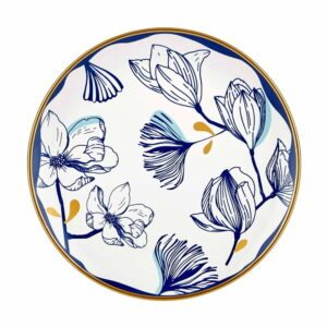 Sada 6 bielych porcelánových dezertných tanierov s modrými kvetmi Mia Bleu Pasta