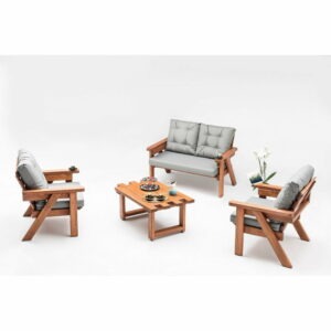 Šedý/prírodný záhradný lounge set z borovicového dreva pre 5 Abant - Floriane Garden