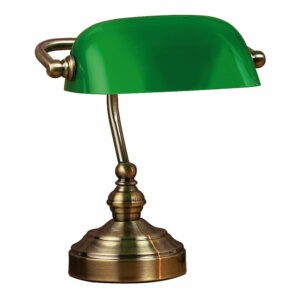Stolová lampa v zelenej a mosadznej farbe Markslöjd Bankers