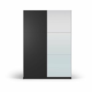 Čierna šatníková skriňa so zrkadlom a s posuvnými dverami 151x215 cm Lisburn - Cosmopolitan Design