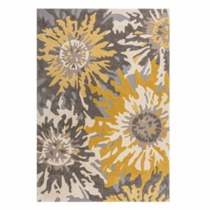 Sivo-žltý koberec Flair Rugs Soft Floral