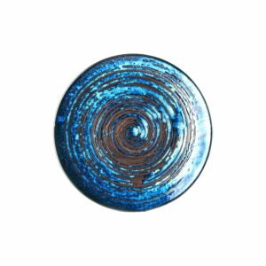 Modrý keramický tanier Mij Copper Swirl