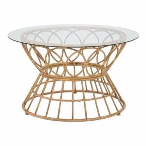 Okrúhly konferenčný stolík so sklenenou doskou v prírodnej farbe ø 75 cm Panama - Mauro Ferretti