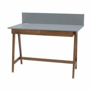 Sivý písací stôl s podnožím z jaseňového dreva Ragaba Luka Oak