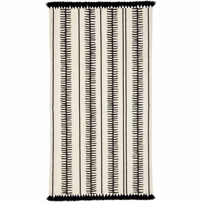 Béžovo-čierny ručne tkaný bavlnený koberec Westwing Collection Rita