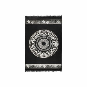 Béžovo-čierny obojstranný koberec Mandala
