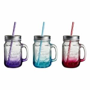 Sada 3 farebných pohárov so slamkou Premier Housewares