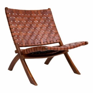 Skladacia stolička z teakového dreva a kože House Nordic Montana