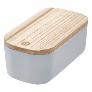 Sivý úložný box s vekom z dreva paulownia iDesign Eco