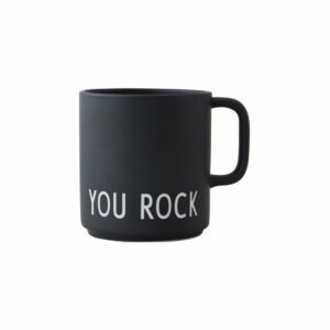 Čierny porcelánový hrnček Design Letters You Rock