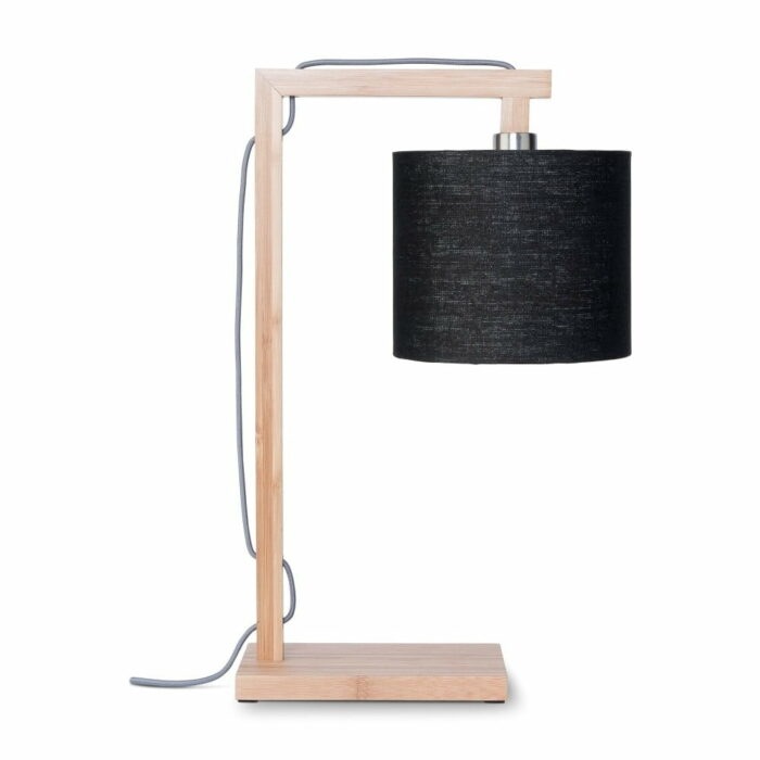 Stolová lampa s čiernym tienidlom a konštrukciou z bambusu Good&Mojo Himalaya