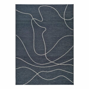 Tmavomodrý vonkajší koberec s prímesou bavlny Universal Doodle