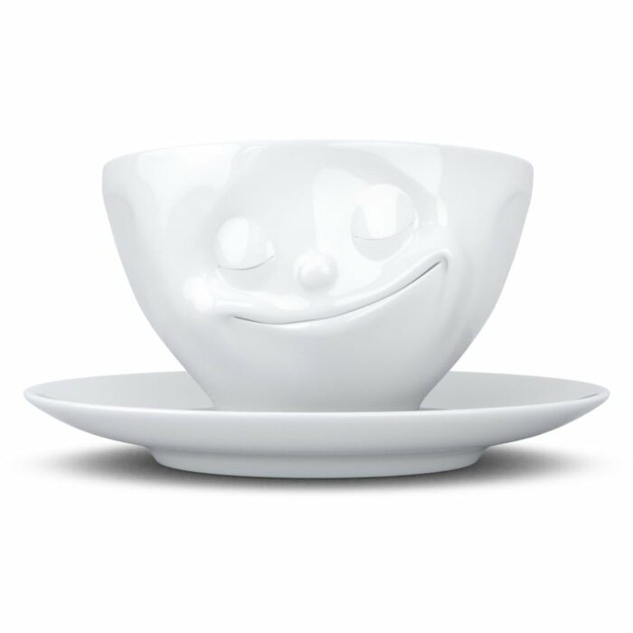 Biela šťastná porcelánová šálka na kávu 58products