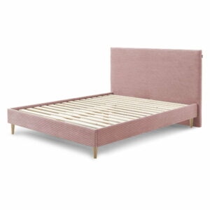 Ružová menčestrová dvojlôžková posteľ Bobochic Paris Anja Light