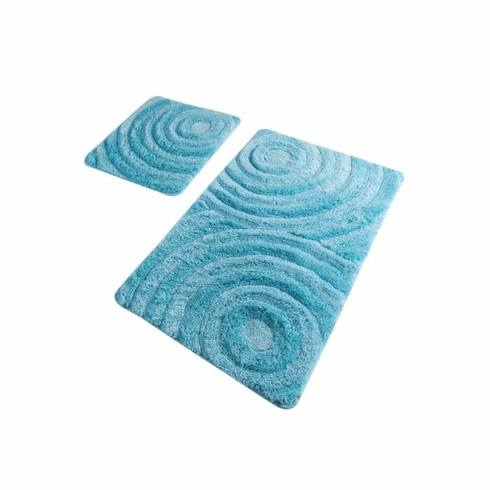 Tyrkysovomodré kúpeľňové predložky v súprave 2 ks 100x60 cm Wave – Foutastic