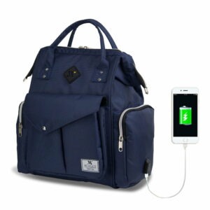 Tmavomodrý batoh pre mamičky s USB portom My Valice HAPPY MOM Baby Care Backpack