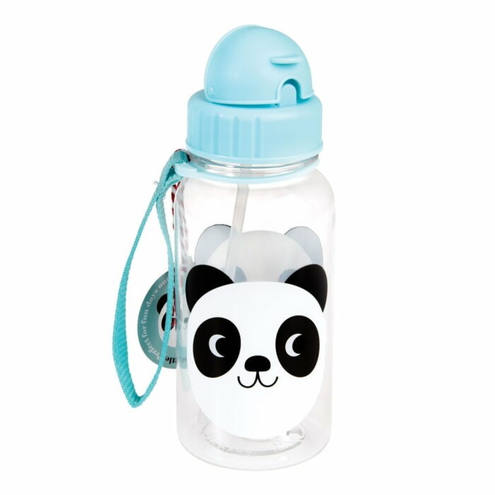 Modrá detská fľaša so slamkou Rex London Miko The Panda