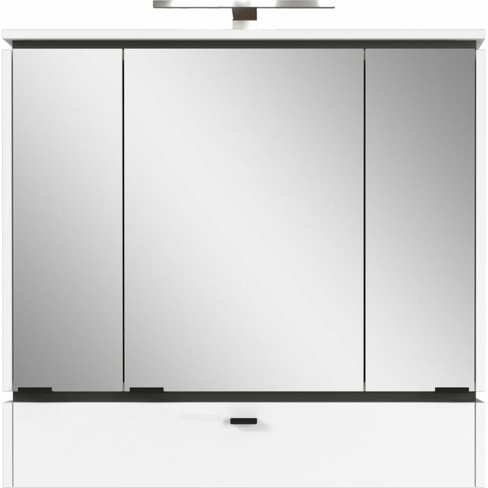 Biela kúpeľňová skrinka so zrkadlom a osvetlením 79x80 cm Modesto – Germania