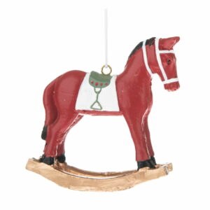 Červená závesná dekorácia v tvare koníka Dakls