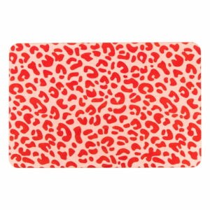Červeno-svetloružová kúpeľňová predložka 39x60 cm Leopard – Artsy Doormats