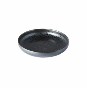 Čierno-sivý keramický tanier so zdvihnutým okrajom MIJ Pearl