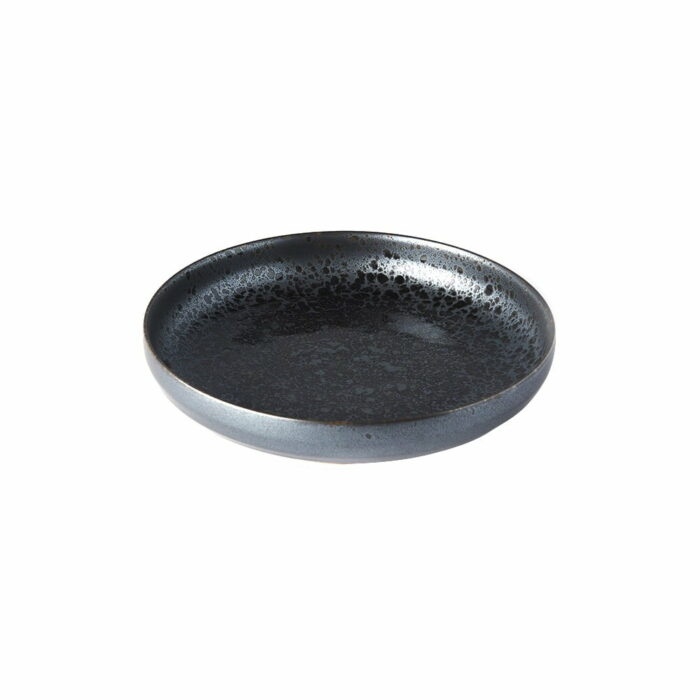 Čierno-sivý keramický tanier so zdvihnutým okrajom MIJ Pearl