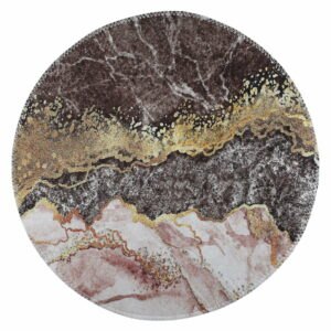 Hnedý/v zlatej farbe umývateľný okrúhly koberec ø 120 cm – Vitaus