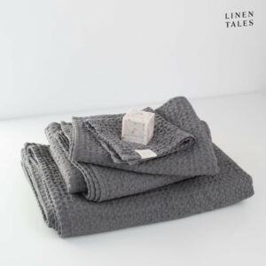 Tmavo šedý uterák 50x70 cm Honeycomb - Linen Tales